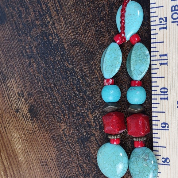 Turquoise/Red Necklace and Bracelet Set - Picture 8 of 13